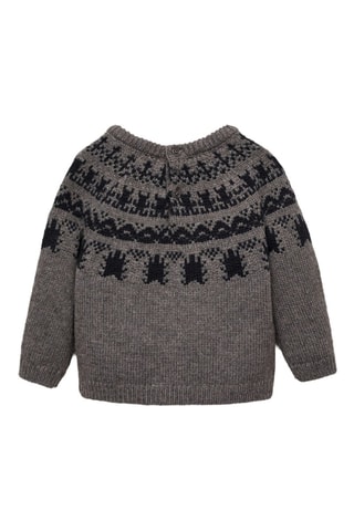 Pull jacquard en laine - Gris chiné