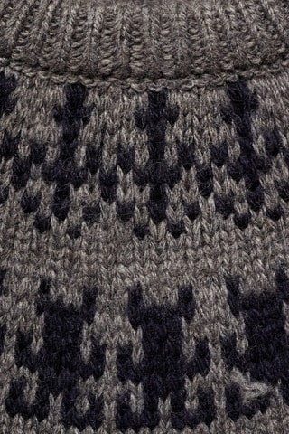 Pull jacquard en laine - Gris chiné