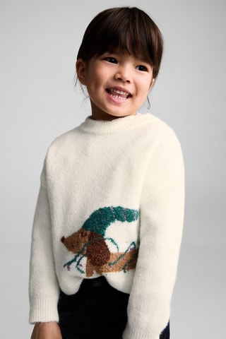 Pull-over maille chien - Écru