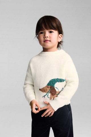 Pull-over maille chien - Écru