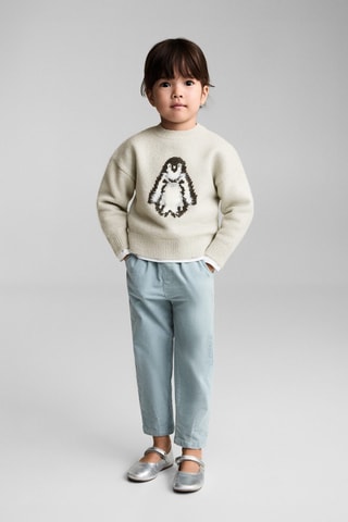 Pull-over maille pingouin brodé - Gris clair