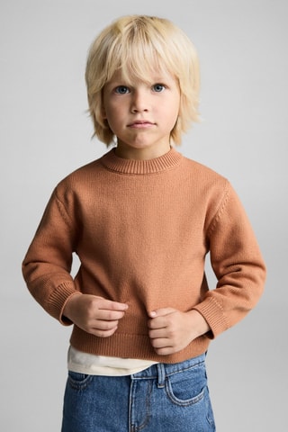 Pull-over maille coton - Orange pastel