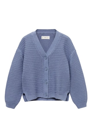 Cardigan coton maille combinée - Bleu