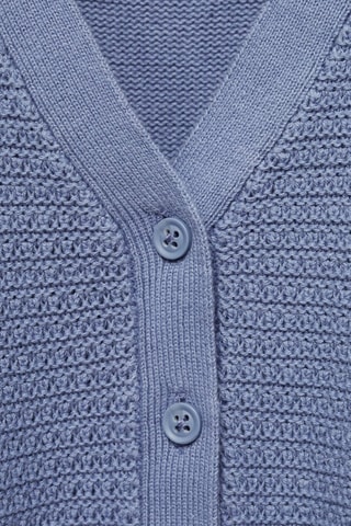 Cardigan coton maille combinée - Bleu
