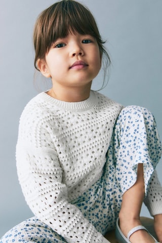 Pull-over ajouré coton - Blanc