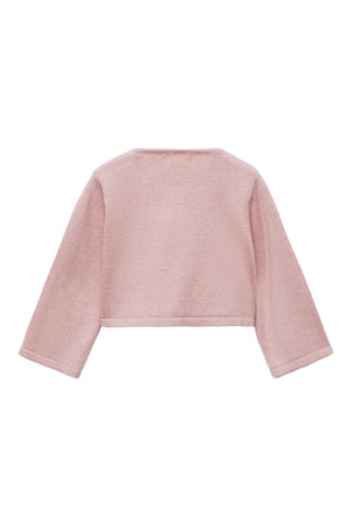 Cardigan maille détails ajourés - Rose pâle