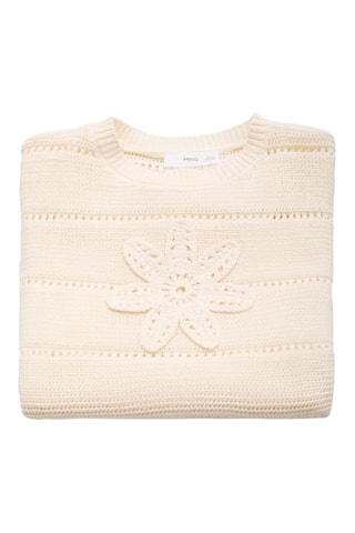 Pull-over crochet manches courtes - Blanc cassé
