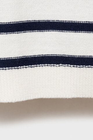 Pull-over coton à rayures - Blanc cassé