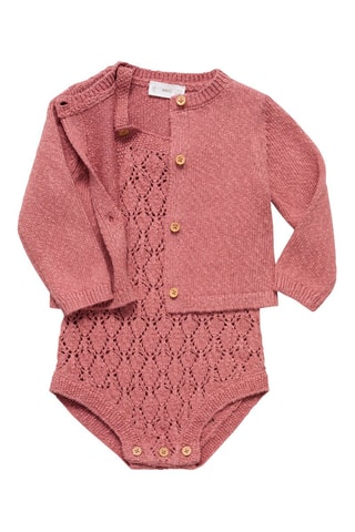 Cardigan maille boutons - Rose