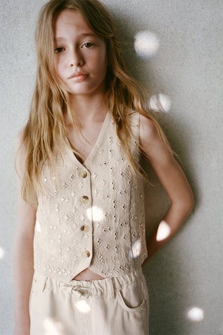 Gilet brodé miroirs - Gris clair