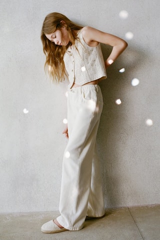 Gilet brodé miroirs - Gris clair