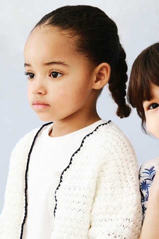 Cardigan avec bords contrastants - Blanc