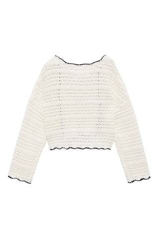 Cardigan avec bords contrastants - Blanc