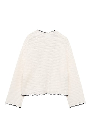 Cardigan maille bords contrastés - Blanc