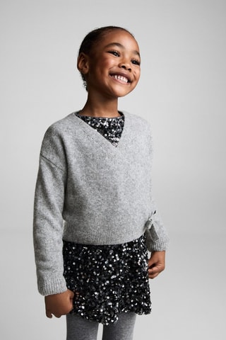 Cardigan maille noeud - Gris chiné