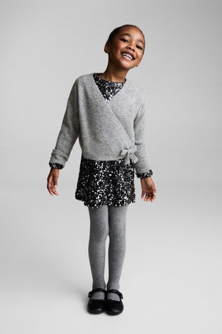 Cardigan maille noeud - Gris chiné