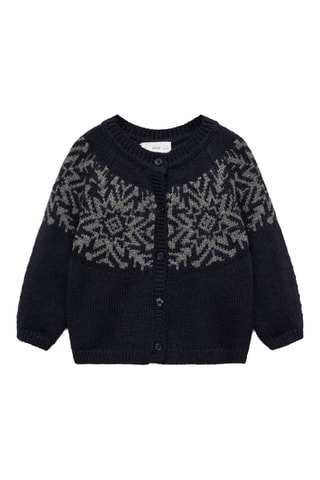 Cardigan jacquard boutons - Bleu marine