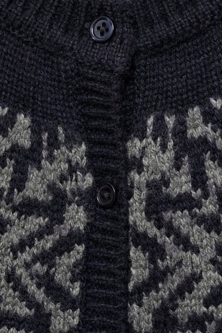 Cardigan jacquard boutons - Bleu marine