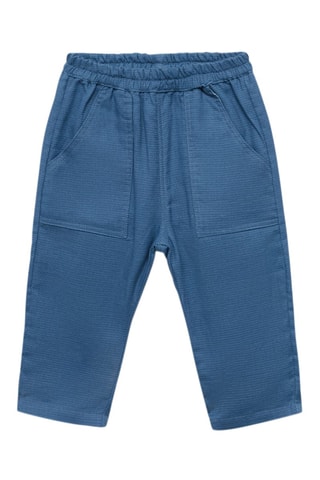 Pantalon coton texturé - Bleu