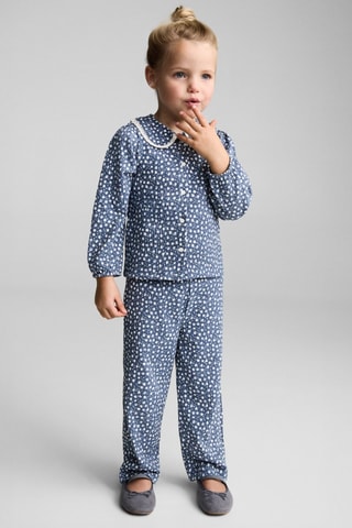 Pantalon flare imprimé - Bleu