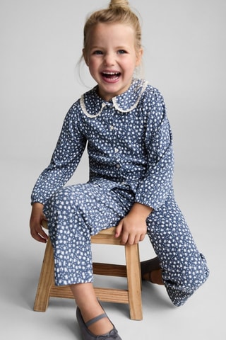 Pantalon flare imprimé - Bleu