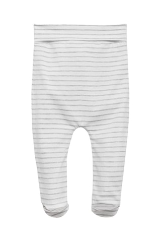 Pantalon à pieds en coton à rayures - Blanc cassé