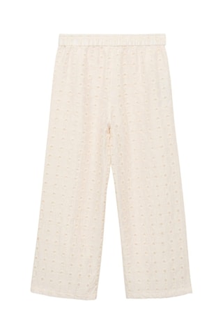 Pantalon style jupe-culotte broderie suisse - Beige