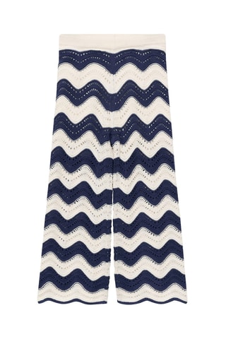 Pantalon en maille ajourée zigzag - Bleu