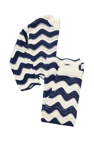 Pantalon en maille ajourée zigzag - Bleu