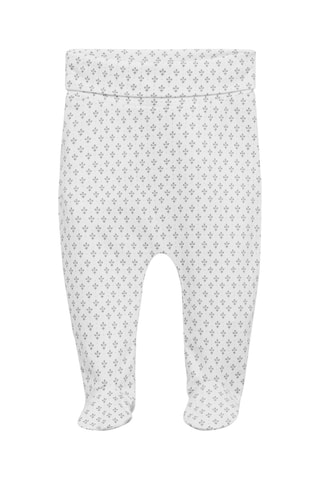 Pantalon à pieds coton imprimé - Gris