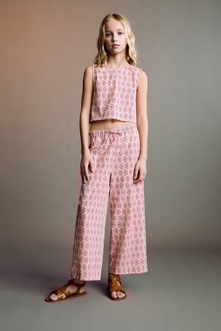 Pantalon imprimé coton - Rose