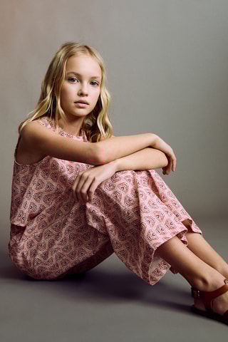 Pantalon imprimé coton - Rose