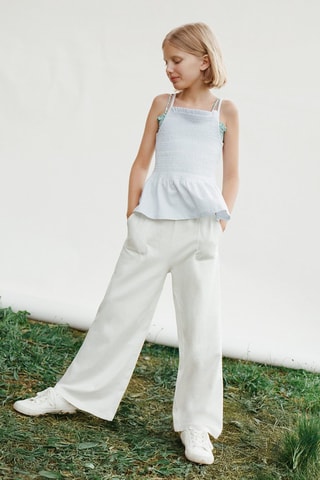 Pantalon taille élastique - Blanc cassé
