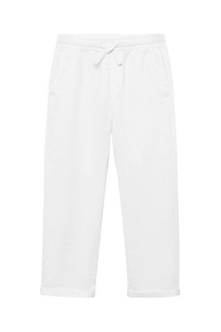 Pantalon lin taille élastique - Blanc