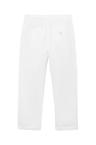 Pantalon lin taille élastique - Blanc