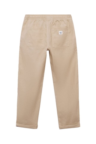 Pantalon lin taille élastique - Beige