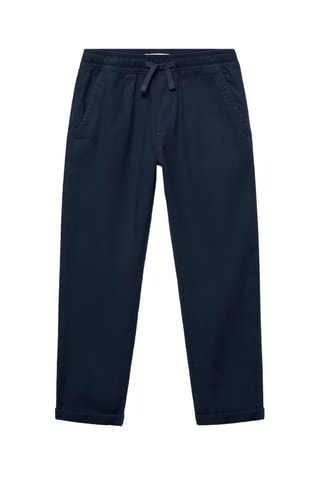 Pantalon lin taille élastique - Bleu marine