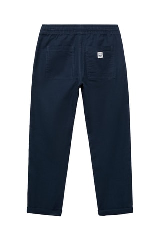 Pantalon lin taille élastique - Bleu marine