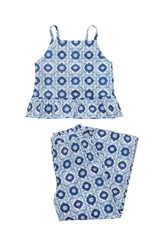 Pantalon droit imprimé - Bleu