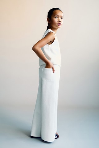 Pantalon droit texturé - Blanc cassé