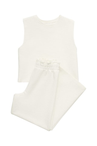 Pantalon droit texturé - Blanc cassé