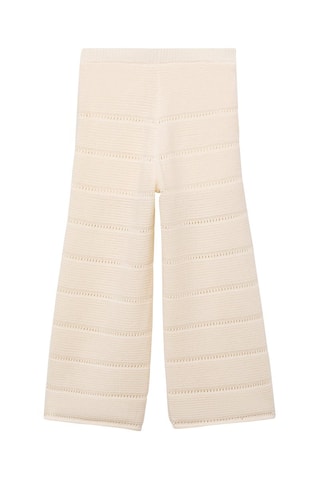 Pantalon en maille détail en rochet - Blanc cassé