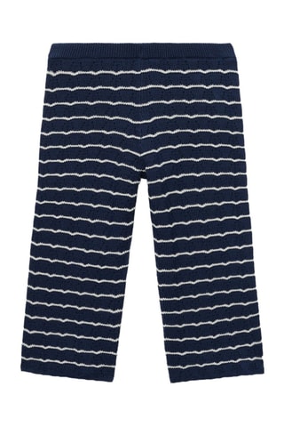 Pantalon en maille ajourée à rayures - Bleu marine