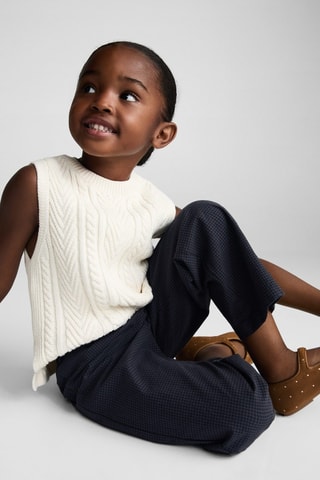 Pantalon droit à carreaux - Bleu marine