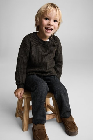 Pantalon droit à rayures - Noir