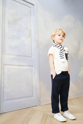 Pantalon droit coton - Bleu marine