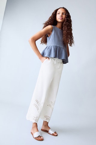 Pantalon broderie suisse - Beige