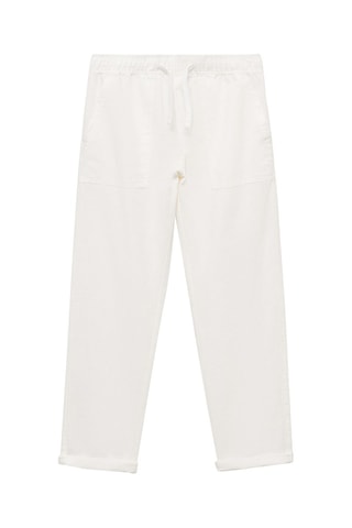Pantalon lin taille élastique - Blanc