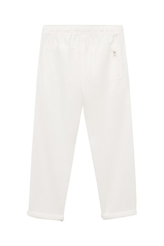 Pantalon lin taille élastique - Blanc