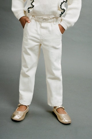 Jeans paperbag droits - Ecru